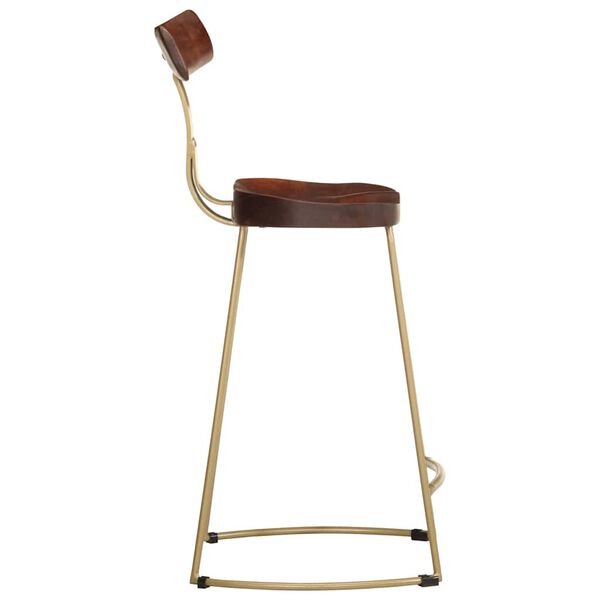 vidaXL Bar Stool Set of 2 Brown Solid mango wood, Iron Medium Footrest