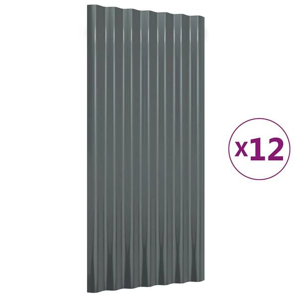 vidaXL Roof Panels 12 pcs Galvanized Steel Anthracite 31.5"x14.2"