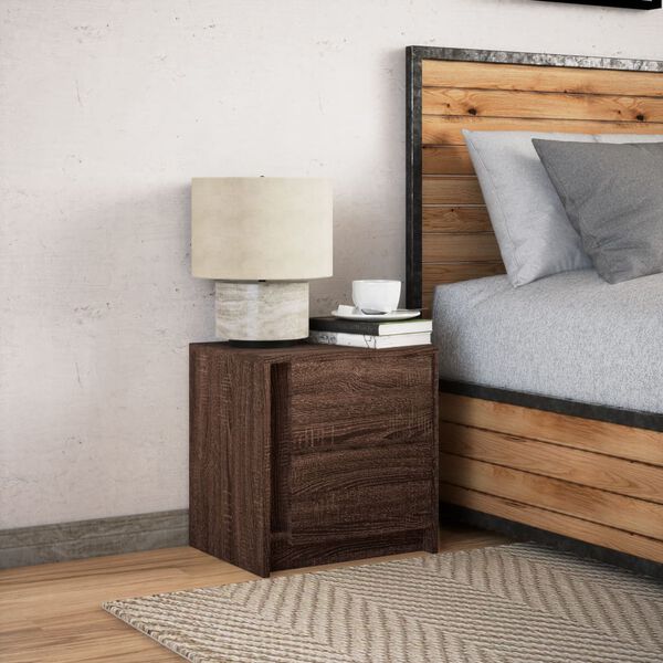 vidaXL Bedside Cabinet Brown oak Engineered wood Bedside Cabinet