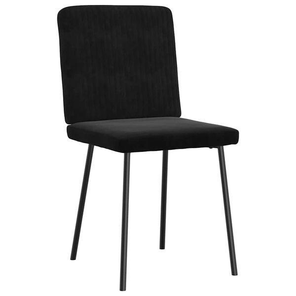 vidaXL Dining Chair Set of 4 Black Velvet, Plywood, Metal Standard