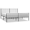 vidaXL Bed Frame Black Powder-Coated Steel King Bed Frame Rectangular