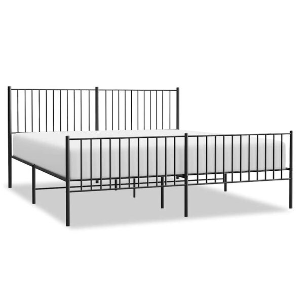 vidaXL Bed Frame Black Powder-Coated Steel King Bed Frame Rectangular