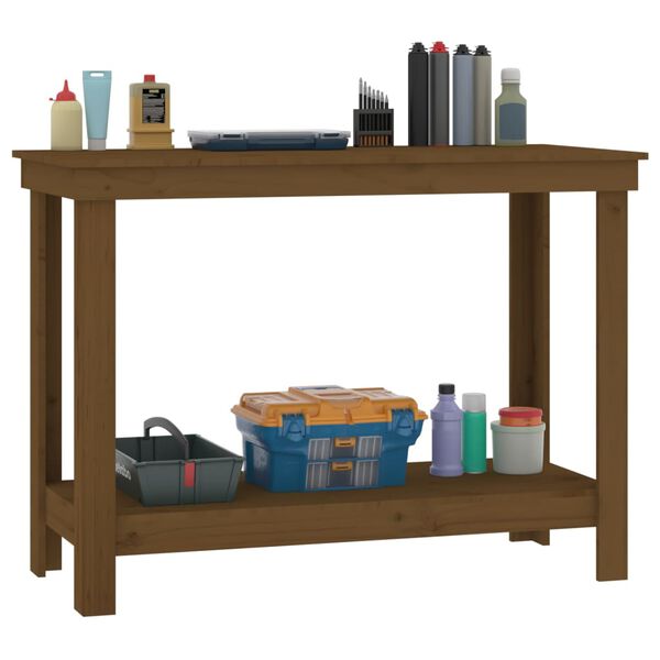 vidaXL Work Bench Honey Brown 43.3x19.7x31.5" Solid Wood Pine