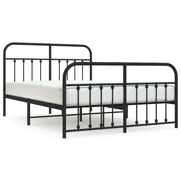 vidaXL Bed Frame Black Powder-coated steel Double Bed Bed Frame