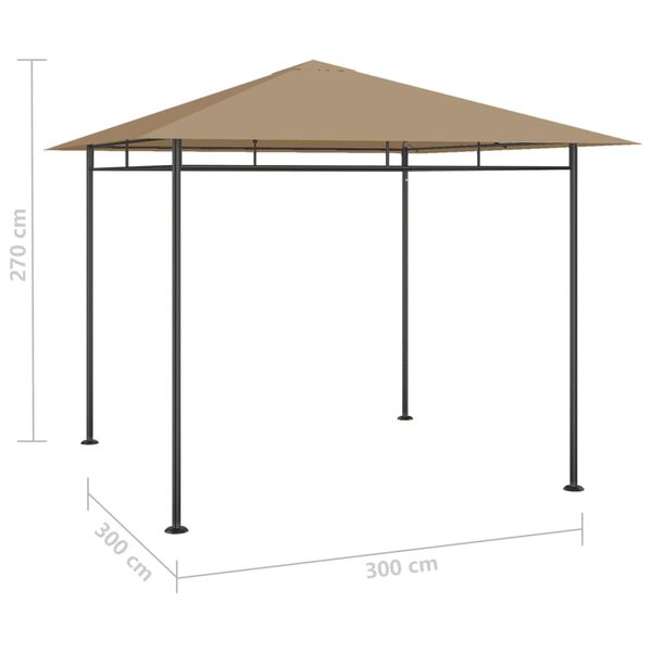 vidaXL Gazebo Taupe Steel, fabric (100% polyester) with PA coating Large