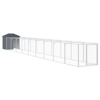 vidaXL Dog House with Roof Anthracite 46.1"x400.4"x48.4" Galvanized Steel