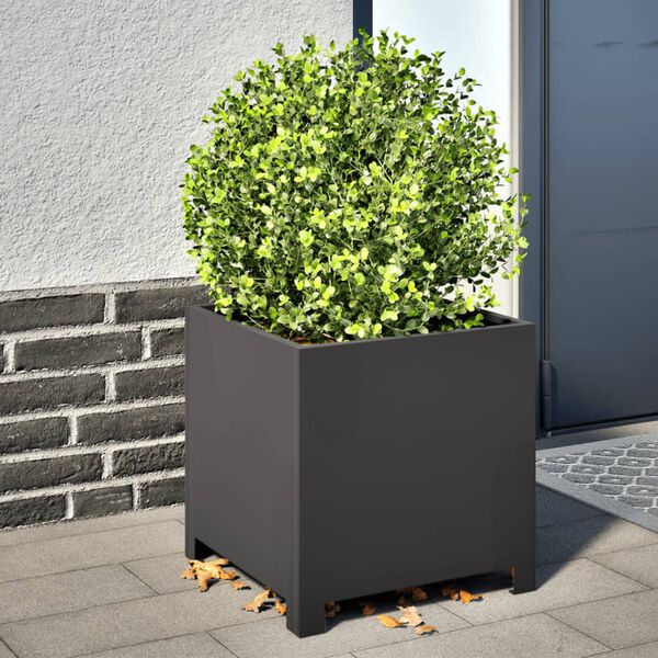 vidaXL Garden Planter Black Steel Medium Durable Garden Planter