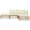 vidaXL Garden Lounge Set Cream White Bamboo, Fabric (100% polyester)