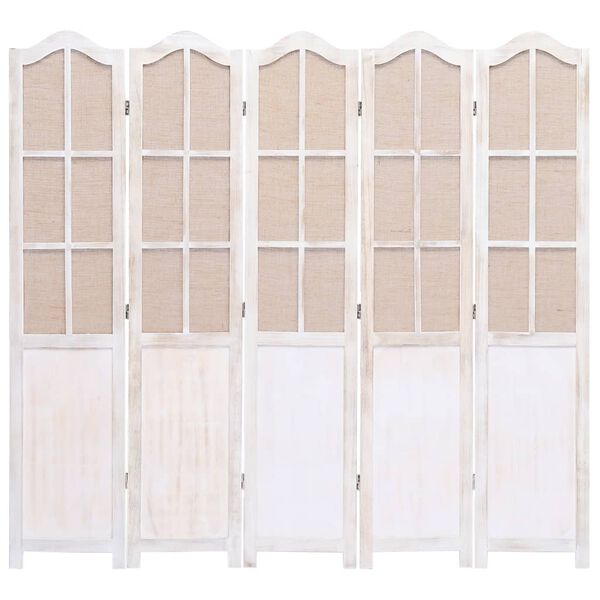 vidaXL 5-Panel Room Divider White 68.9"x65" Fabric