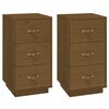 vidaXL Bedside Cabinet Set of 2 Honey brown Solid pine wood Medium