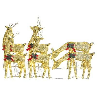 vidaXL Christmas Reindeers 6 pcs Gold Warm White Mesh