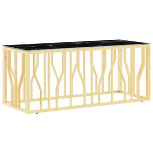 vidaXL Coffee Table Gold, Black Stainless Steel and Tempered Glass