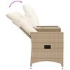 vidaXL Reclining Garden Sofa Beige PE rattan Two-Seater