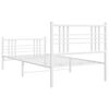 vidaXL Bed Frame White Steel Single Bed Frame Rectangular