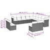 vidaXL Garden Sofa Set Grey PE rattan, powder-coated steel Large