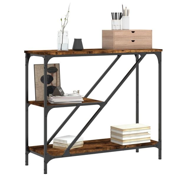 vidaXL Console Table Smoked oak Engineered wood, steel Medium