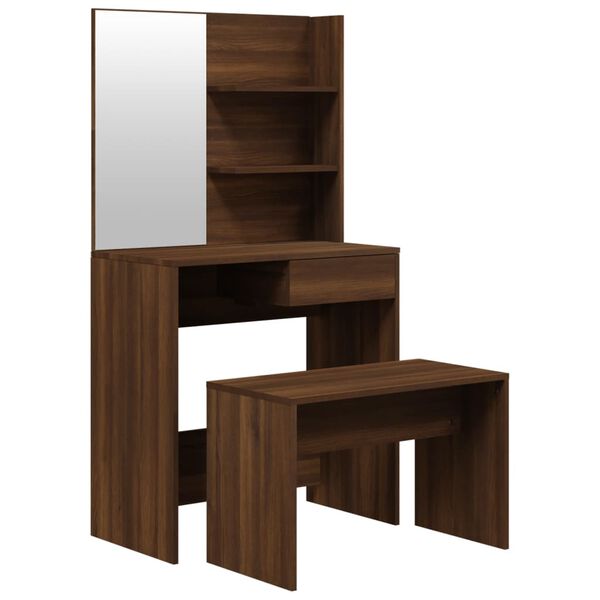 vidaXL Dressing Table Set Brown oak Engineered wood Compact