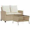 vidaXL Garden Sofa Beige PE rattan Medium Adjustable Feet Garden Sofa