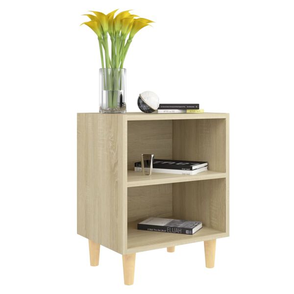 vidaXL Bed Cabinet Sonoma Oak Engineered wood, solid eucalyptus wood