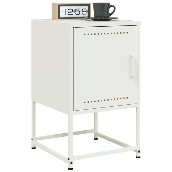 vidaXL Bedside Cabinet White 14.2"x15.4"x23.8" Steel