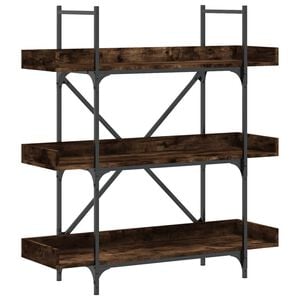 vidaXL Bookcase Smoked Oak Engineered Wood, Metal