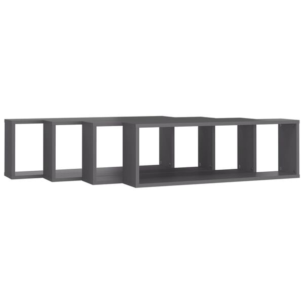 vidaXL Wall Shelf Set of 4 Gray Engineered wood