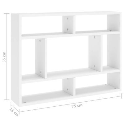 vidaXL Wall Shelf White 29.5"x6.3"x21.7" Engineered Wood
