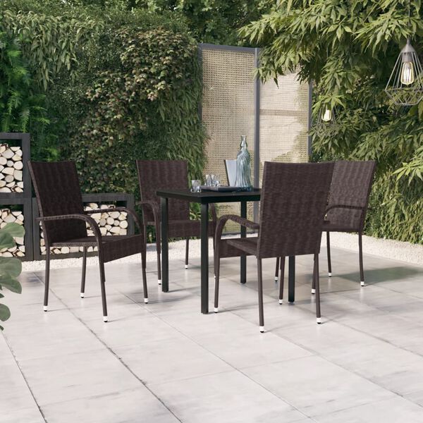 vidaXL Garden Dining Set Brown and Black