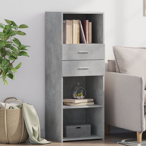 vidaXL Highboard Concrete grey Engineered wood Tall Highboard