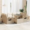 vidaXL Garden Sofa Set Beige Poly Rattan Large Removable Covers