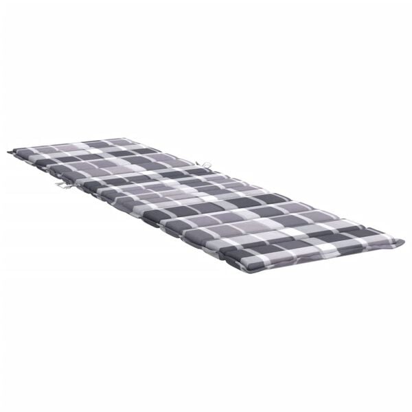vidaXL Sun Lounger Cushion Gray check pattern Oxford fabric (100% polyester)