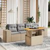 vidaXL Garden Sofa Set Beige PE rattan 5 Piece Set Adjustable Feet