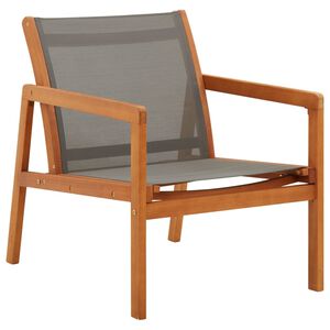 vidaXL Garden Chair Grey, Natural Solid eucalyptus wood, Textilene