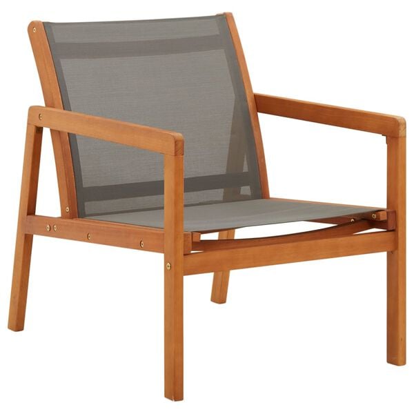 vidaXL Garden Chair Grey, Natural Solid eucalyptus wood, Textilene