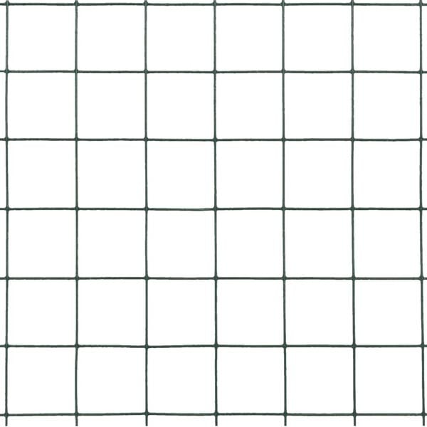 vidaXL Chicken Wire Fence Steel with PVC Coating 82'x1.6' Green