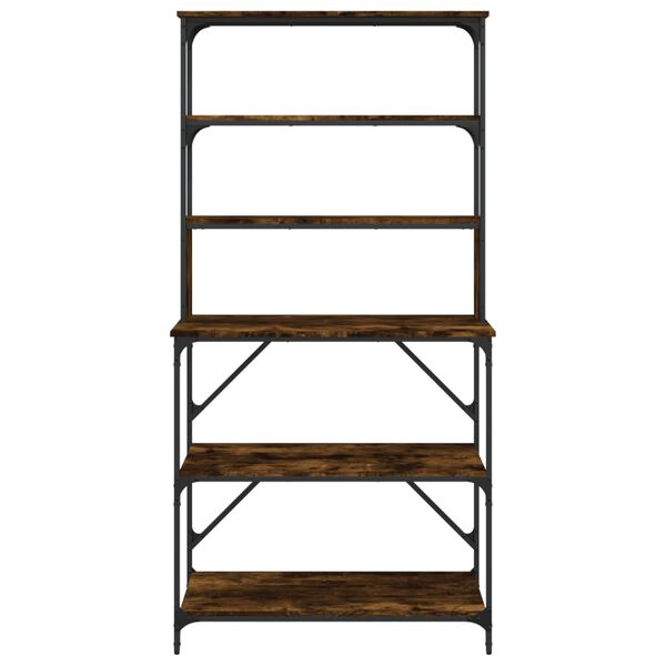 vidaXL Baker's Rack 6-Tier Smoked Oak 35.4x15.7x70.9" Engineered Wood