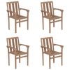 vidaXL Patio Chair Set of 4 Warm teak Teak wood Standard Stackable
