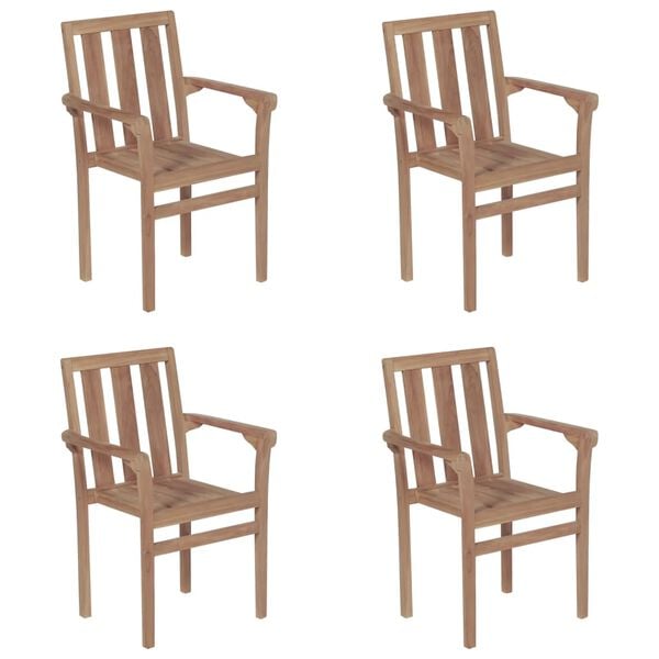 vidaXL Patio Chair Set of 4 Warm teak Teak wood Standard Stackable