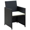 vidaXL Sofa Set Black PE rattan, powder-coated steel, polyester Medium