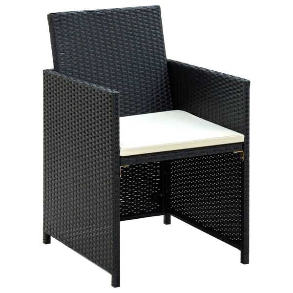 vidaXL Sofa Set Black PE rattan, powder-coated steel, polyester Medium
