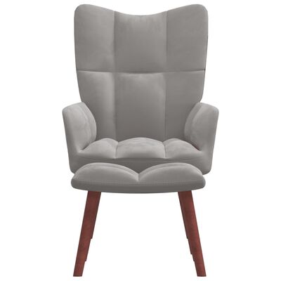 vidaXL Relaxing Chair with a Stool Light Gray Velvet