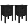 vidaXL Bedside Cabinet Set of 2 Black Solid Pine Wood Compact