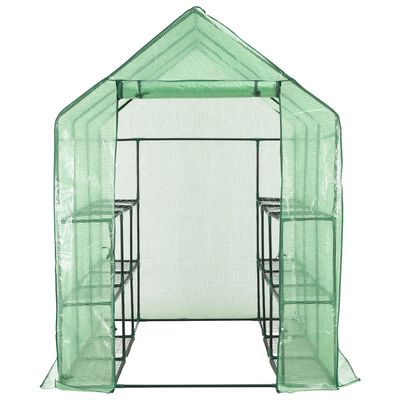 vidaXL Walk-in Greenhouse with 12 Shelves Steel 4.7'x7'x6.4'
