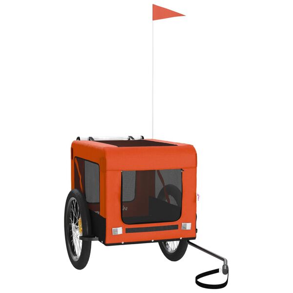 vidaXL Pet Bike Trailer Orange and Black Oxford fabric, iron, PVC Medium