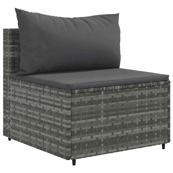 vidaXL Patio Lounge Set Gray PE Rattan Medium Modular