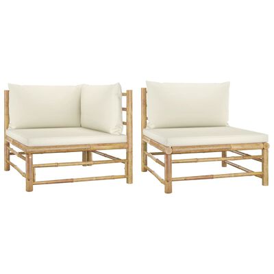 Vidaxl 2 Piece Patio Lounge Set With, White Bamboo Outdoor Furniture