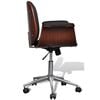 vidaXL Office Chair Black and Brown Faux Leather, Bent Wood, Chromed Iron