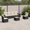 vidaXL Garden Sofa Set Black PE rattan 7 Piece Modular Garden Sofa Set