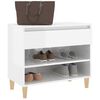 vidaXL Shoe Cabinet High gloss white Engineered wood, solid eucalyptus wood