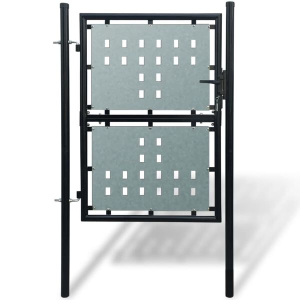 vidaXL Black Single Door Fence Gate 39.4x49.2"